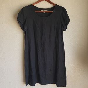 Black Flax Linen Sleeved Dress